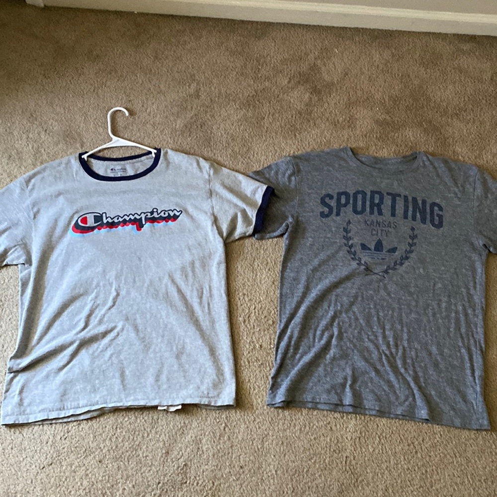 Champion tshirt and Sporting KC Adidas shirt